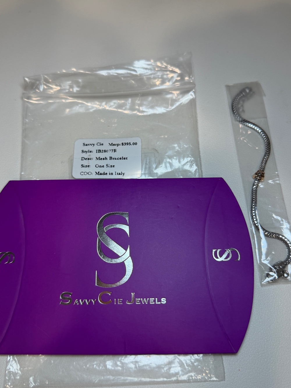 Savvy Cie Silver Mesh Bracelet designed in Italy - 8 inches